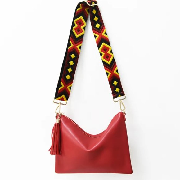 Bags Nwt Faux Leather Red Crossbody Bag With Camera Strap Poshmark